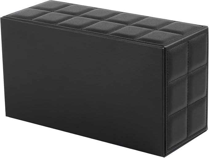 Tissue Box Cover Rectangle Tissue Box Holder PU Leather Facial Organizer with Magnetic Bottom,Decorative Napkin Caddy for Vanity Dresser Night Stand Table Countertop Home Office Car,Black