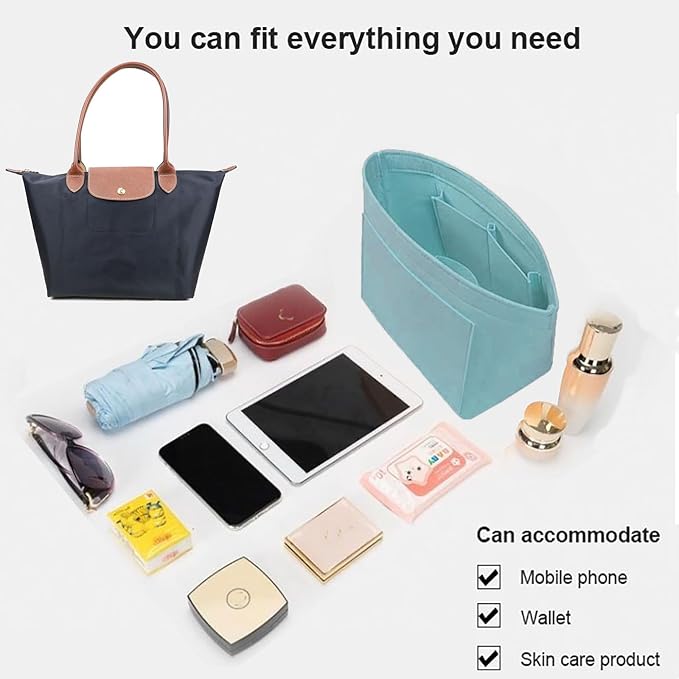 Lckaey bag Organizer Insert for longchamp le pliage organizer insert Handbags Organizer 1012hu blue-M