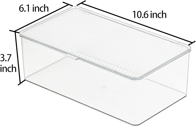 ZEXALOR Clear Plastic Storage Bin with Lid, Makeuo Holder, Fridge Organizer, Refrigerator Organizers and Storage, Small Container for Pantry, Office, Dresser, Bathroom, Kitchen, Snack