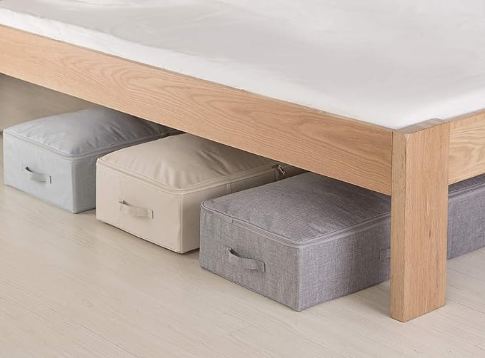 iwill CREATE PRO Folding Breathable Underbed Storage Bins with Lids, Wardrobe Closet Clothing Blanket, Shoes, Toys Organizer Containers, Dark Gray, Pack of 2