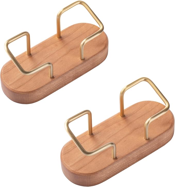 muso wood Business Card Holder for Desk, Wooden Creative Business Card Display for Desk, Wood Business Card Stand for Office, Tabletop (Cherry 2pack)