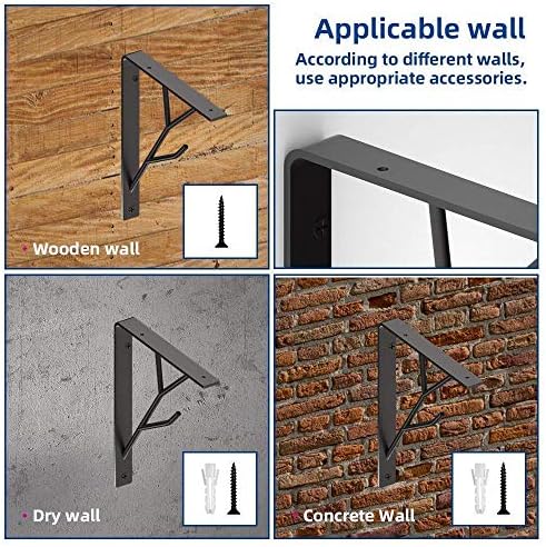 Mocomax 8 Inch Decorative Shelf Brackets, Heavy Duty Floating Shelves, Wall Mount Shelving Bracket, Hardware L Shape Tre