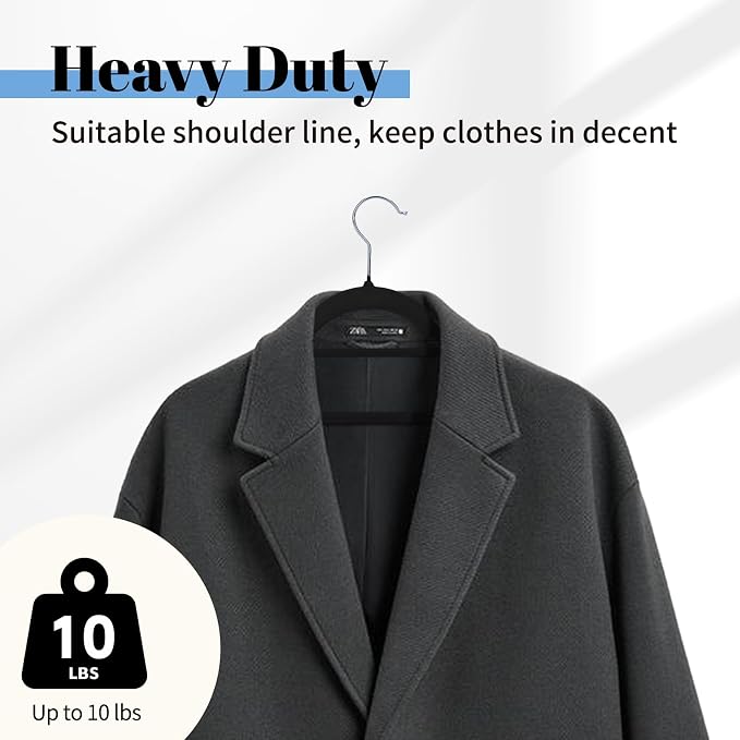Smartor Black Velvet Hangers 60 Pack, Space Saving Clothes Hangers with Tie Bar, Non-Slip Felt Hanger with Shoulder Notches, Heavy Duty Suit Hanger for Coat, Shirt, Pants, Dress | Non-slip Felt, Shoulder Notches and 360° Hooks Keep Suits, Dresses and P...