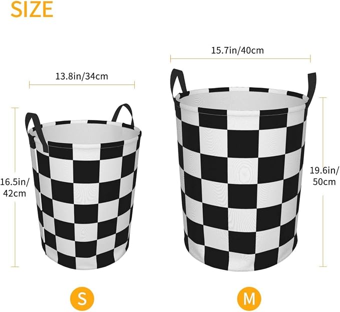 Black and White Checkerboard Pattern Laundry Basket,Laundry Hamper,Collapsible Storage Bin, Oxford Fabric Clothes Baskets,Nursery Hamper For Home,Office,Dorm,Gift Basket