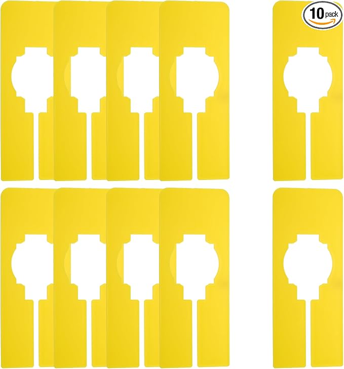 uxcell 10 Pcs Clothes Dividers,Rectangle Closet Rack Dividers Clothing Rack Size Dividers Blank Labels Writable & Reusable for Hanging Clothes Sorting Size, Yellow
