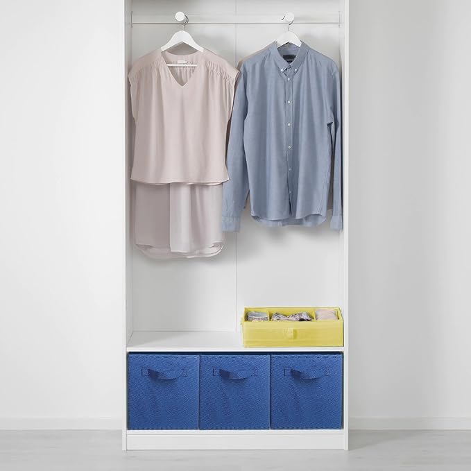 PowerKing Collapsible Storage Cubes with Handles, Fabric Foldable Bins for Closet Shelves, Durable Organization Storage Bins, 10.5'' x 11'' x 10.5'', 6 Pack, Dark Blue