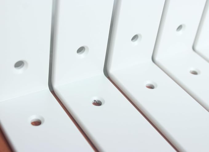 8 Pack - L 6" x H 4" x W1.5, 5mm Thick White L Shelf Bracket, Iron Shelf Brackets, Metal Shelf Bracket, Industrial Shelf Bracket, Floating Shelf Bracket, Shelf Supports with Screws