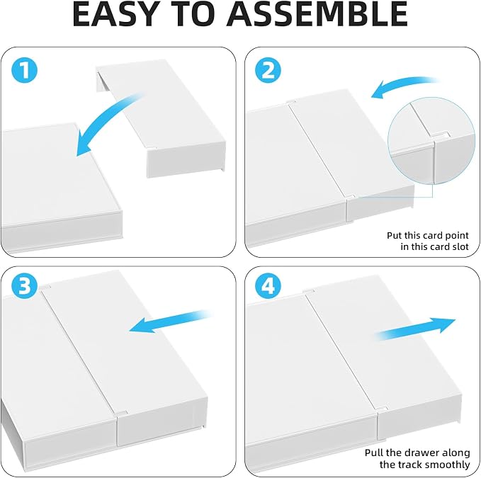 Marbrasse Expandable Desk Drawer Organizer, Clear Plastic Drawer Organizer Tray with 10 Adjustable Compartments, Desk Organizers and Accessories, 5 Drawer Dividers for Office Supplies, Makeup(White)