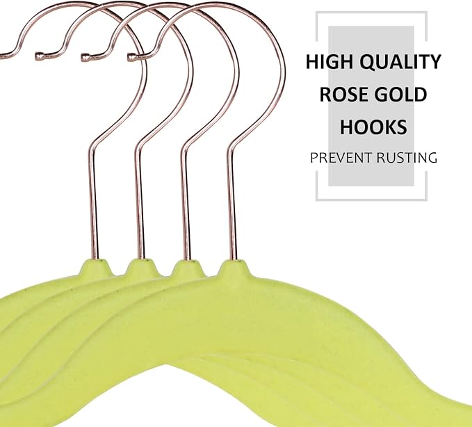 VECELO Premium Velvet Clothes Hangers Suit Heavy Duty (100 Pack)-Non Slip & Space-Saving with 12 Finger Clips & 2Tie Rack Excellent for Men and Women,Yellow