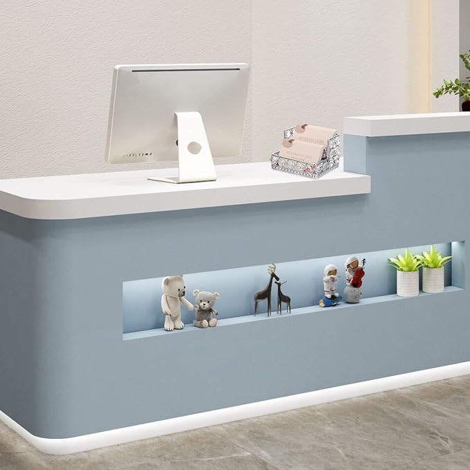 Hipiwe Crystal Business Card Display Holder for Desk with 2-Slot Organizer | Mirrored Base Business Name Cards Storage Holder for Office Countertop, Silver