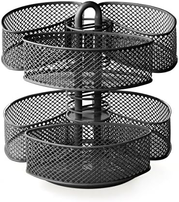 Nifty Organizing Carousel – Black Powder Coat Finish, Spins 360-Degrees, Cosmetic Bathroom or Bedroom Vanity Storage, Be