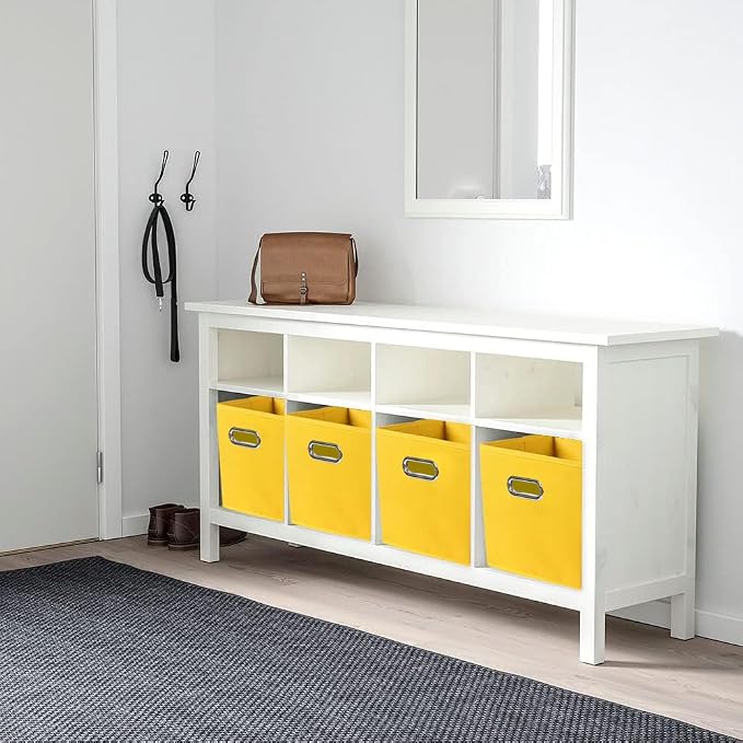 ShellKingdom Storage Bins, Foldable Fabric Storage Cubes And Cloth Storage Organizer Drawer with Metal Handle For Closet And Toys, 11 X 10.5 X 10.5 INCH, 2 Pack (Yellow)