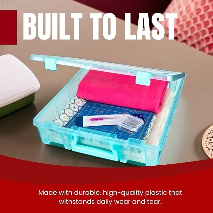 ArtBin 6955AA Super Satchel Compartment Box Clear Craft Organizer Storage Case - Aqua (Pack of 3)