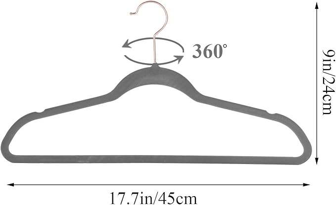 VECELO Premium Velvet Clothes Hangers Suit Heavy Duty (100 Pack)-Non Slip & Space-Saving with 12 Finger Clips & 2 Tie Rack Excellent for Men and Women,Gray