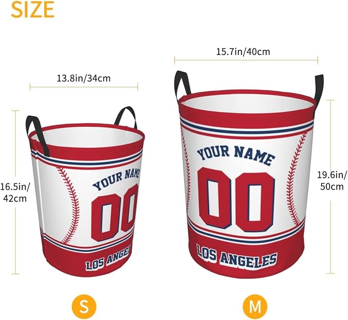 Los Angeles Laundry Hamper Personalized Laundry Basket Customized Name And Number Collapsible Storage Basket for Bedroom Bathroom Living Room Baseball Fan Gifts