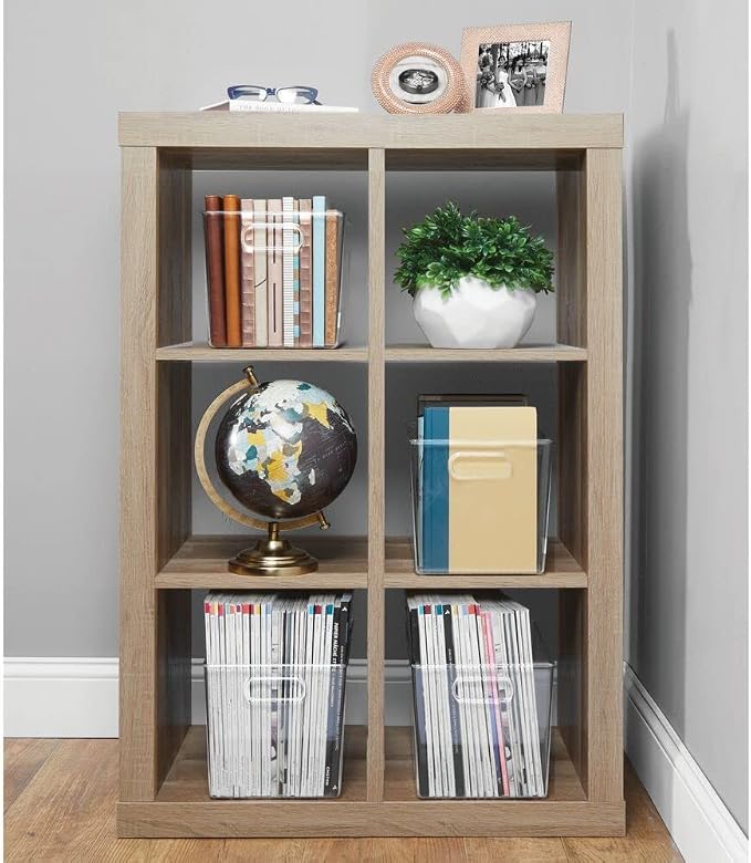 mDesign Deep Plastic Home Storage Organizer Bin for Cube Furniture Shelving in Office, Entryway, Closet, Cabinet, Bedroom, Laundry Room, Nursery, Kids Toy Room - 12" x 8" x 7.5" - 2 Pack - Clear
