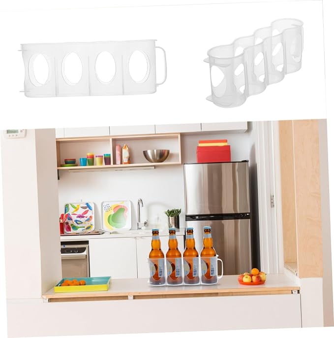 Hemoton 2pcs Refrigerator Organizer Bins Drink Holder Storage Bin Portable Can Dispenser Beverage Holder for Fridge Storage Sliding Freezer Kitchen Countertops Cabinets
