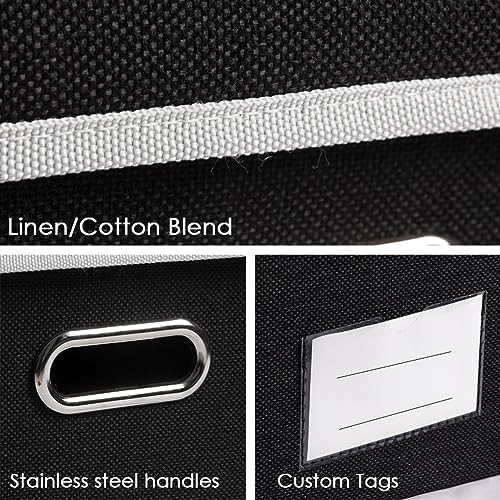 PRANDOM Extra Large Collapsible Storage Bins with Lids [3-Pack] Linen Fabric Foldable Storage Baskets Boxes Organizer Co