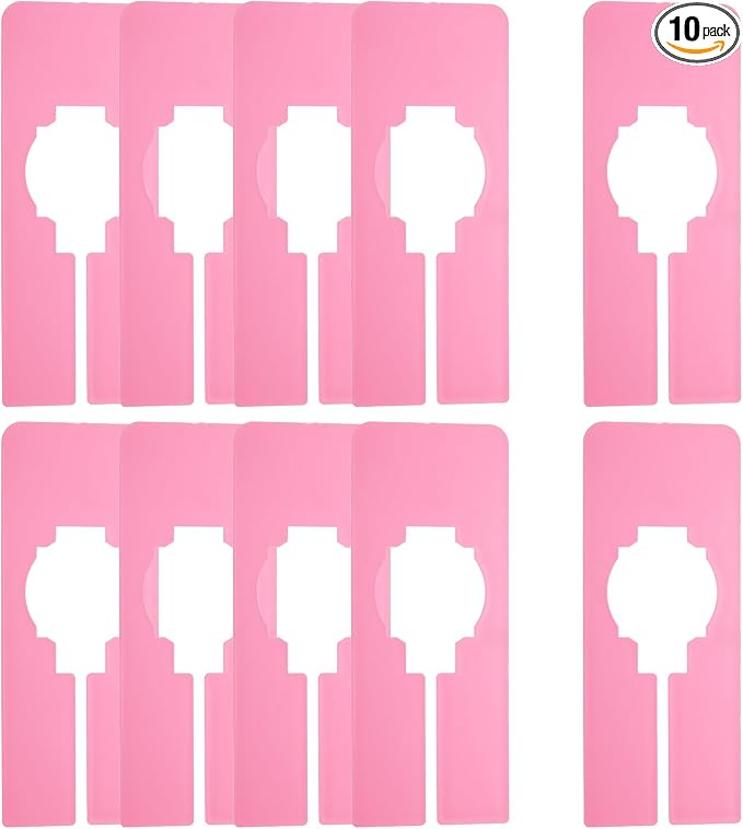 uxcell 10 Pcs Clothes Dividers,Rectangle Closet Rack Dividers Clothing Rack Size Dividers Blank Labels Writable & Reusable for Hanging Clothes Sorting Size, Pink