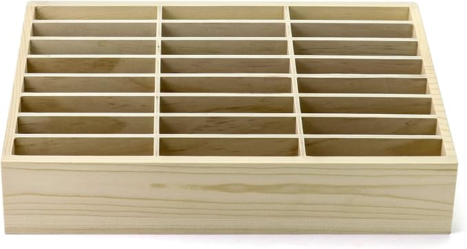 QWORK Wooden Cell Phones Storage Box 24-Grid, Desktop Mobile Phone Holder Management Storage Box Organizer, Multi Cell Phone Rack Display