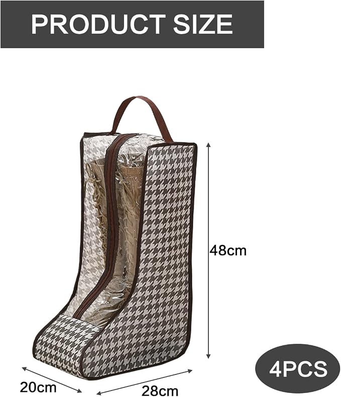Boot Storage Bag Organizer,Dustproof Boot Bags for Cowboy Boots,Portable Travel Shoe Protector Bags,Tall Boot Covers Storage Organizer for Packing (4PCS)