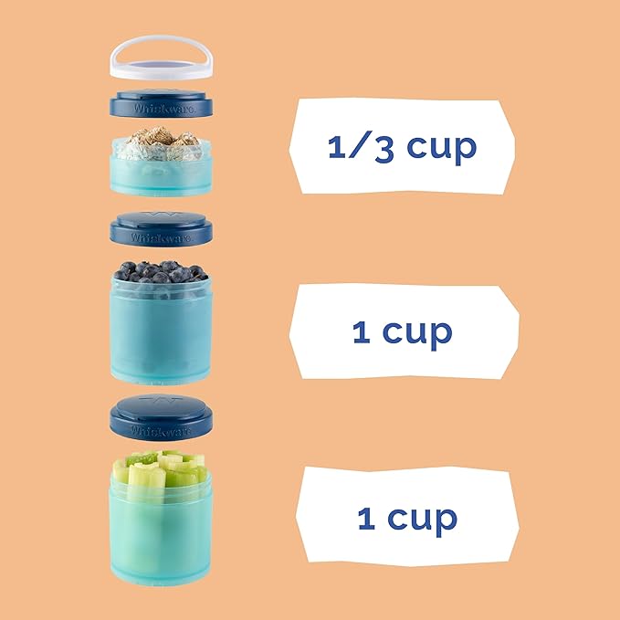 Whiskware Stackable Snack Containers for Kids and Toddlers, 3 Stackable Snack Cups for School or Travel, Mermaid (Pack of 1)