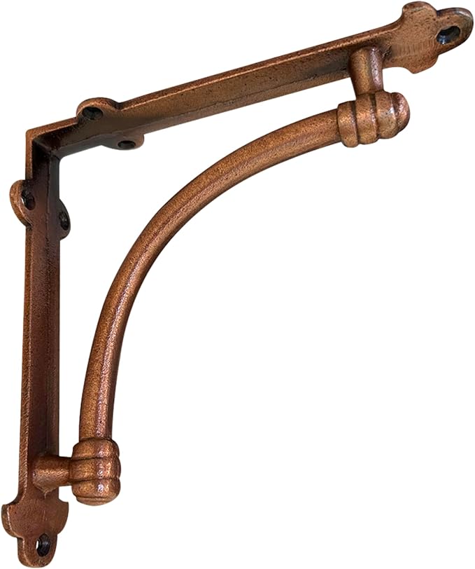NACH Decorative Shelf Brackets, 2 Pack of 7.25 x 1.6 x 7.25 inch Copper Cast Iron Shelf Brackets - Decorative Brackets for Mounting - Industrial Style Brackets