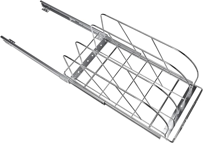 VEVOR Pan and Pot Rack, Expandable Pull Out Under Cabinet Organizer, Cookie Sheet Baking Pans tray Organization, Adjustable Wire Dividers, Steel Lid Holder for Kitchen Cabinet & Pantry Storage, 11.7"W