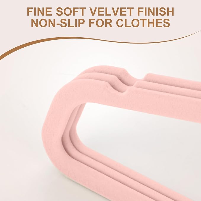TIMMY 36-Pack Velvet Hangers with Gold Hooks - Space-Saving Non-Slip Heavy-Duty Clothes Hangers for Coats, Suits, Dresses, and Sweaters - Slim Design (Blush Pink+Gold)