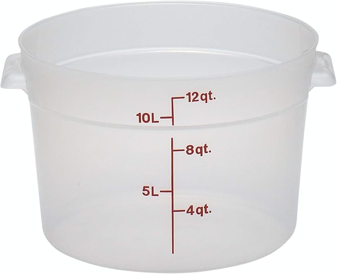 Lumintrail Cambro 12 Quart Round Food Storage Container Translucent with Lid, Bundle Includes a Measuring Spoon Set