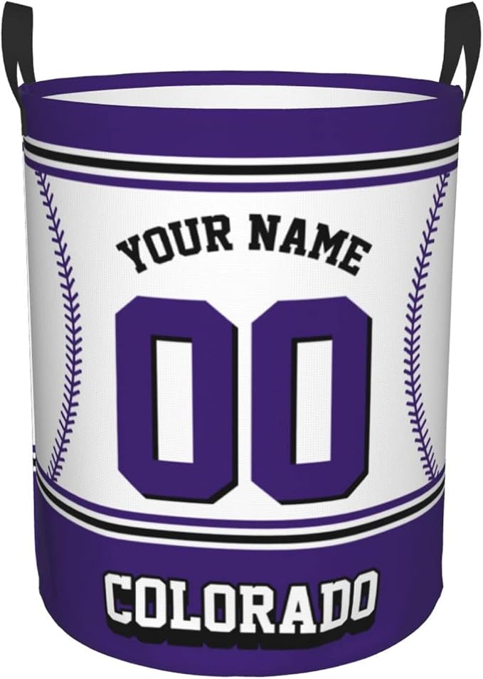 Custom Colorado Laundry Hamper Personalized Laundry Basket Customized Name And Number Collapsible Storage Basket for Bedroom Bathroom Living Room Baseball Fan Gifts