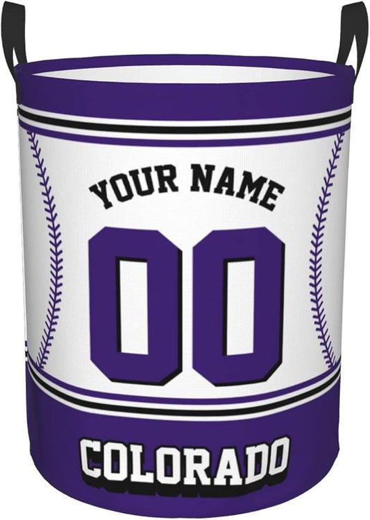 Custom Colorado Laundry Hamper Personalized Laundry Basket Customized Name And Number Collapsible Storage Basket for Bedroom Bathroom Living Room Baseball Fan Gifts