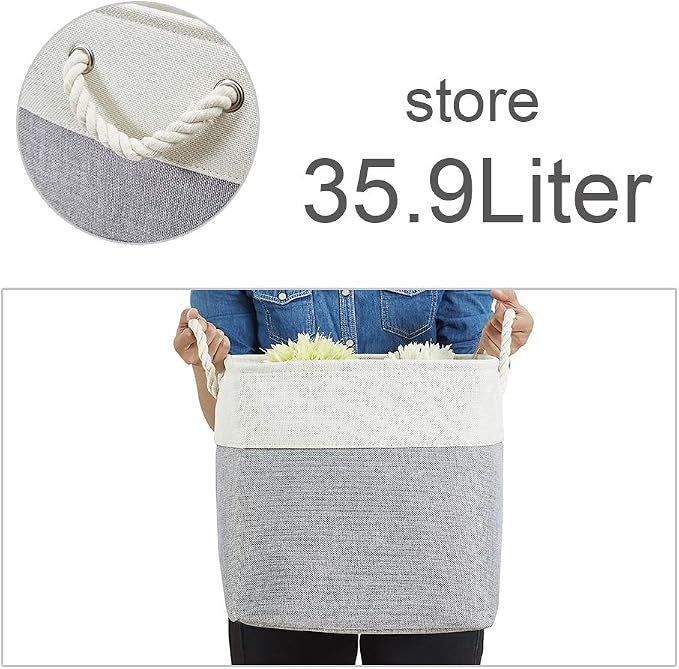 DECOMOMO Cube Storage Bin 13x13, Fabric Storage Bins, Kallax Storage Cubes (Grey & White, 3 Pack)