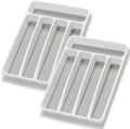 Loyareal Silverware Organizer 2 Pieces Utenisl Organizer Holder Kitchen Drawer Organizer Plastic Silverware Tray for Drawer Flatware Organizer 5 Compartment White