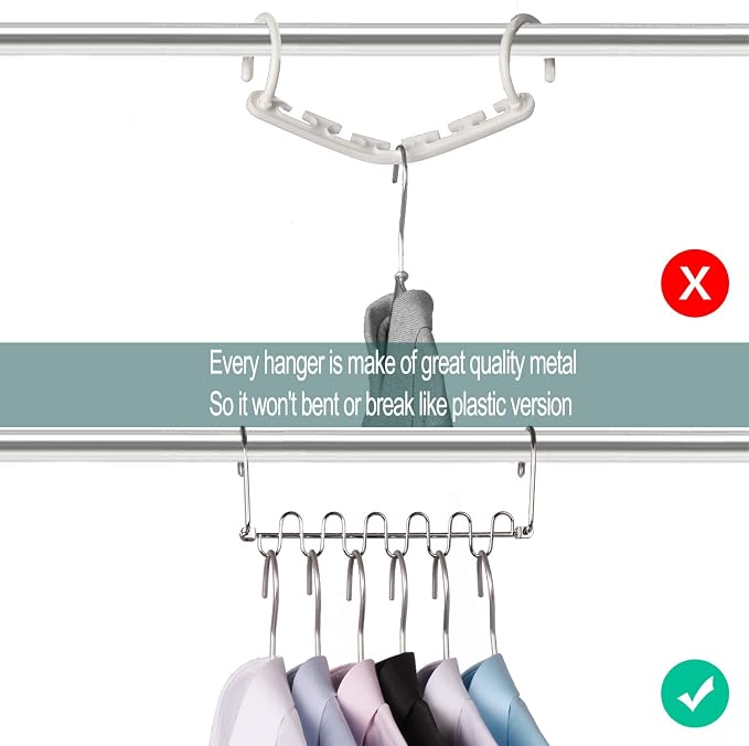 Meetu Closet Organizer - 9.5 Inch Cloth Hanger Magic Space Saving Hangers for Wardrobe Organization (Pack of 6)