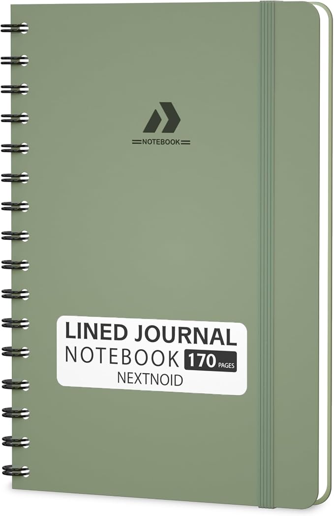 Nextnoid Lined Spiral Notebook Journal For Women & Men - A5(5.8" x 8.3") 170 Pages, Hardcover Notebooks for Work & Note Taking, College Ruled Journals for Writing - Green