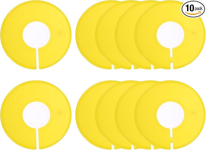 uxcell 10 Pcs Clothes Dividers,Round Closet Rack Dividers Clothing Rack Size Dividers Blank Labels Writable & Reusable for Hanging Clothes Sorting Size, Yellow