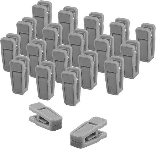 Premium Heavy Duty ABS Plastic Slim-line Hanger Set of Finger Clips for Velvet Hangers - 20 Pack (Gray)