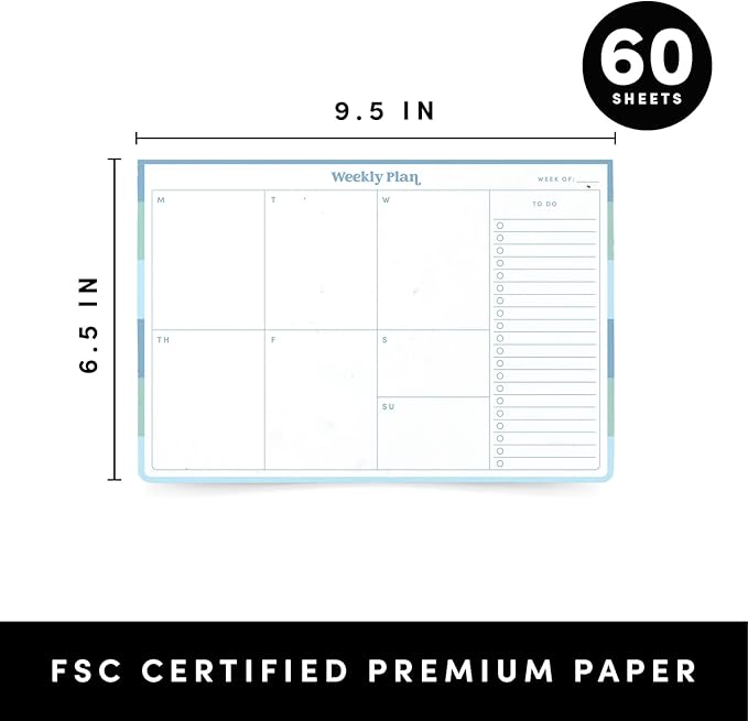 PAPERAGE To Do List Notepad & Weekly Planning Pad, 60 Sheets, 6.5 in x 9.5 in, Undated Weekly Planner & To Do List Notebook for Work, Home Office & School, (Blue)