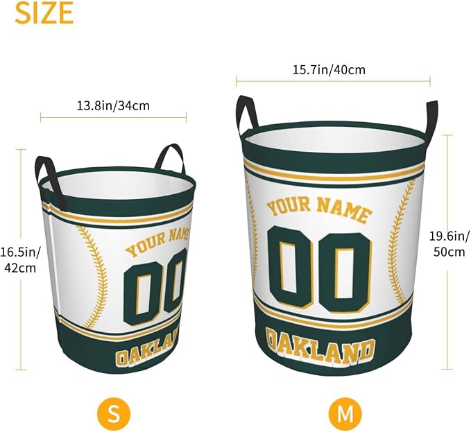 Custom Oakland Laundry Hamper Personalized Laundry Basket Customized Name And Number Collapsible Storage Basket for Bedroom Bathroom Living Room Baseball Fan Gifts