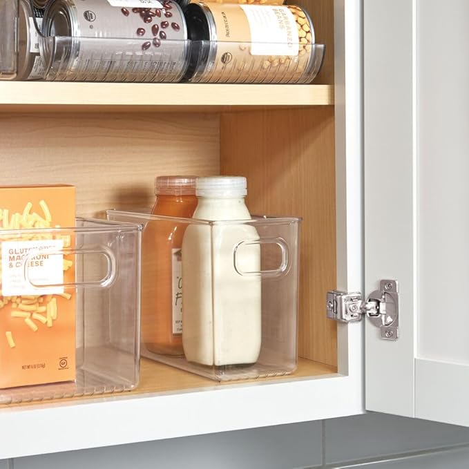 iDesign Slim Clear Plastic Storage Bin, Tall Narrow, 4-Pack | Organizer for Kitchen, Fridge, Pantry