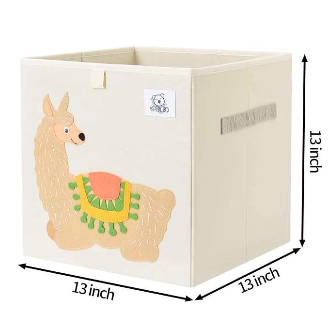 Foldable Animal Cube Storage Bins Fabric Toy Box/Chest/Organizer for Toddler/Kids Nursery, Playroom, 13 inch (Alpaca)
