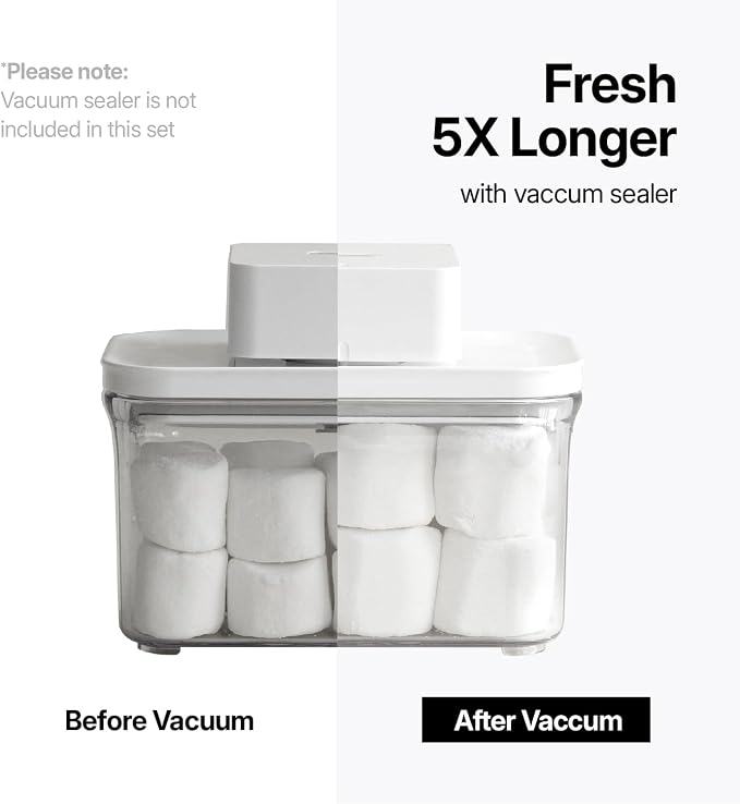 VAKUEN Premium Airtight Food Storage Containers, Mini Square 2pc/set(0.85qt), Smart One-Click Seal Lid, No Hinges, 100% Leak Proof, BPA-FREE, Dishwasher, Freezer & Microwave Safe