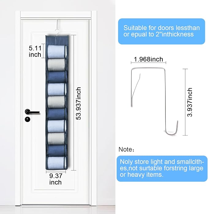 2-Pack Hanging Storage Legging Organizer for Wardrobe, Grey | Hang on closet rod, behind door, or wall. 20 Pockets, leggings jeans, scarves. Space-saving for bedroom, dorm,apartment