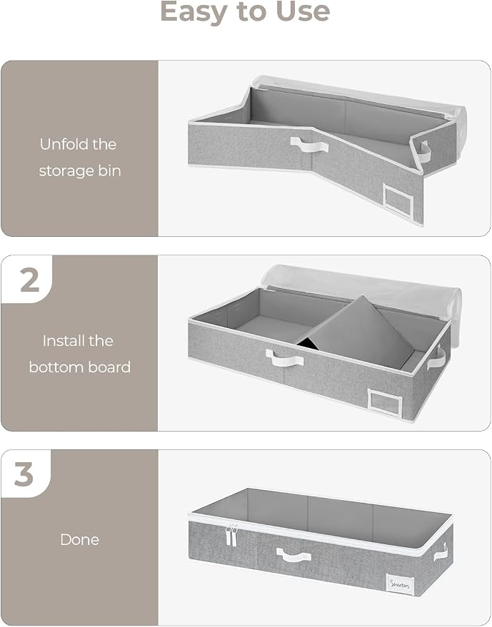 StorageWorks Extra Large Under Bed Storage Containers with Handles and Label Holder, 2 Pack Ultra-thick Fabric Underbed Bins, Closet Organizer for Clothes, Blankets, Sweater