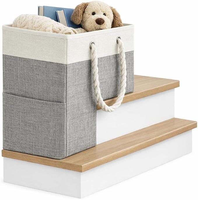 Stair basket,Foldable staircase baskets,Stair basket for wooden and carpeted stairs,Step stairs storage baskets with handle.1pcs