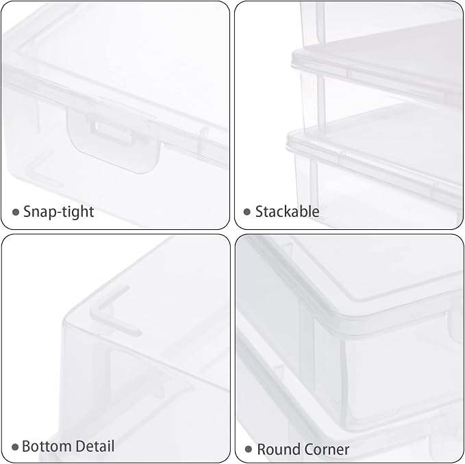 BTSKY Clear Plastic Storage Box with Flap Lid, Multipurpose Craft Organizers and Storage Box Art Supply Storage Organizer Plastic Sewing Box for Pencils Markers Notebooks A4 Files, 2 Pack Large