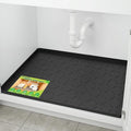 Mateeylife Under Sink Mats for Kitchen Waterproof 31"X22", Undersink Protectors，Silicone Mat Cabinet Liner, Under Sink Organizer for Bathroom and Kitchen，Boot Tray Pet Food Mat, Classic Black
