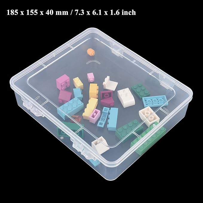 28 Pack Rectangular Mixed Sizes Clear Plastic Storage Containers | Hinged Lid, For Beads and Small Craft Items
