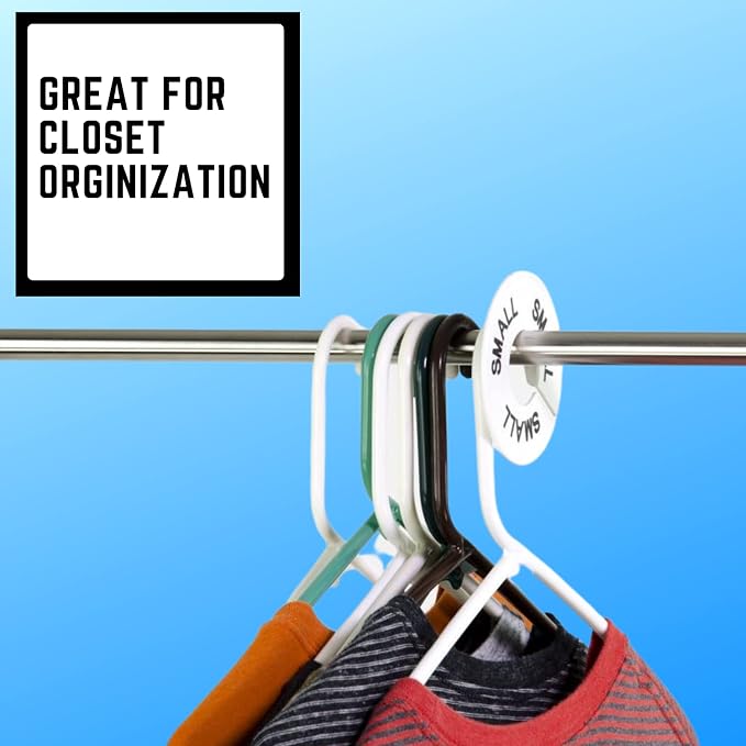 Discount Sizing- Round Clothing Dividers Size Hanger Rack Dividing 40 Pack (XS-XXL) - Great for Retail, Boutiques, Personal Closet Storage & Organization (White)